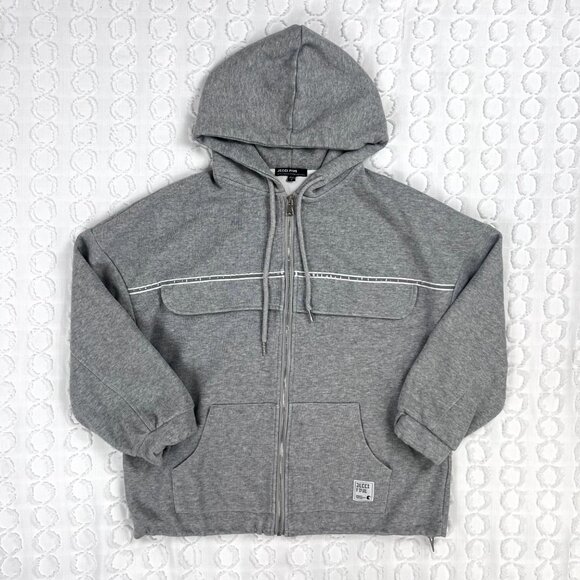 Jecci Five Grey Zip Up Hoodie with Reflective Stripe Women Size Small - Picture 2 of 10